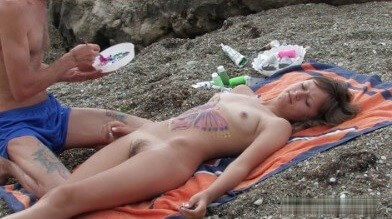 Naked body art on the beach Full HD video - Core values of nudist clubs
