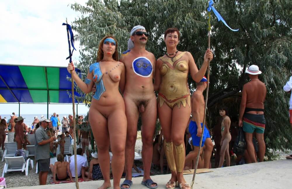 Three Painted Girl Poses pics - Family nudism in its cultural context