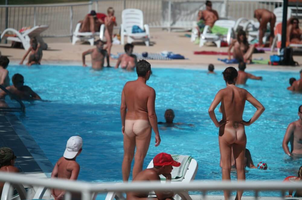Pool-Shore Group Exercise - Naturism helps accept everyones differences and unique qualities