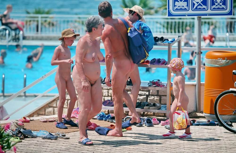 Family Poolside Grouping pics - Popularizing nudism among the general public