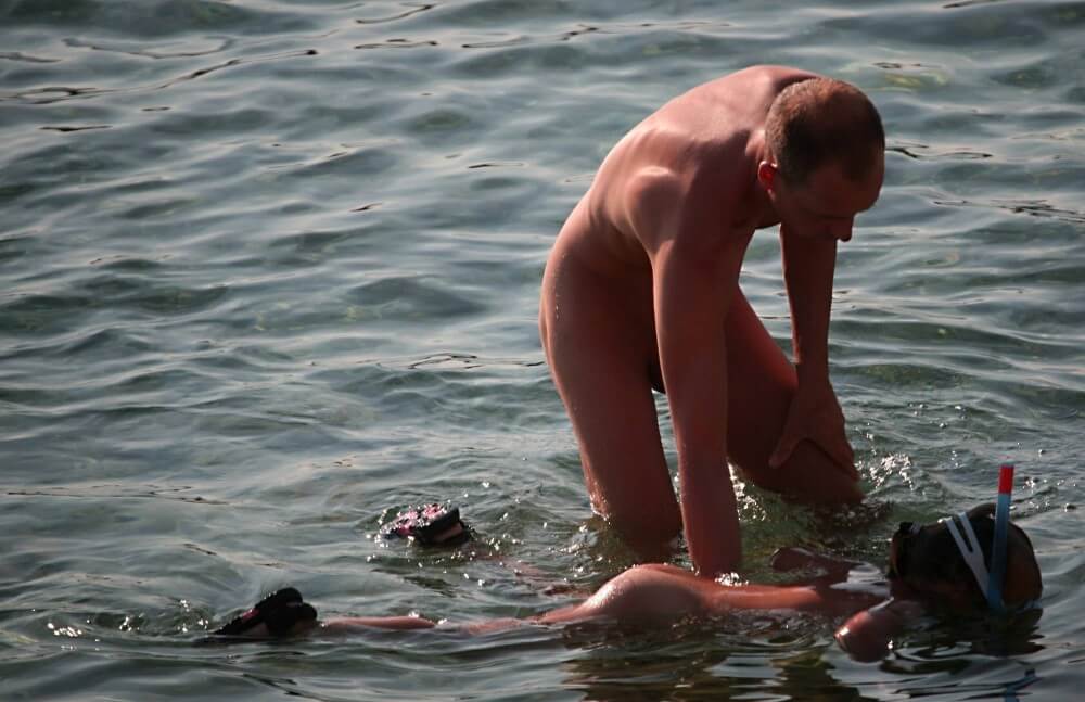 Father Floats His Daughter pics - Nudism and naturism promote inner happiness and harmony