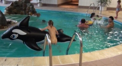 Indoor dolphin ride Full HD - Nudism and Respect for Nature and the Environment